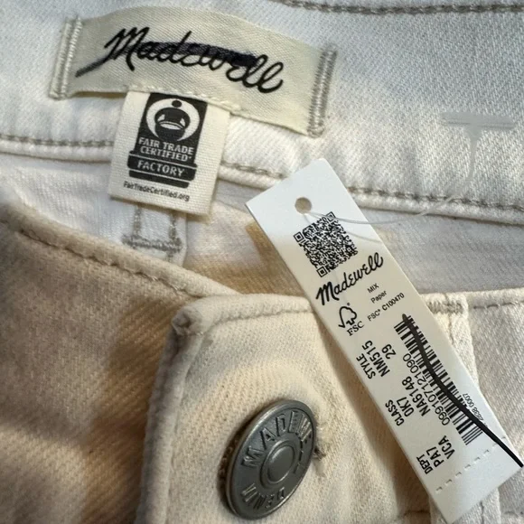 Madewell The 90s Straight High Rise Jeans Cream Size 29 - Picture 8 of 11